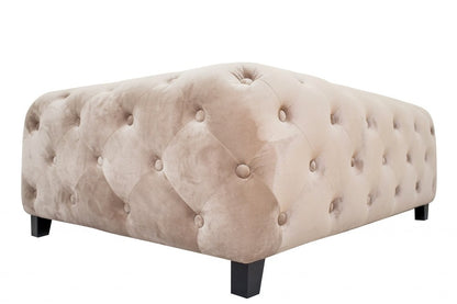40" Beige and Brown Fabric and Solid Wood Square Coffee Table