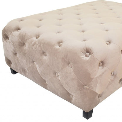 40" Beige and Brown Fabric and Solid Wood Square Coffee Table