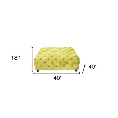 40" Green and Brown Fabric and Solid Wood Square Coffee Table