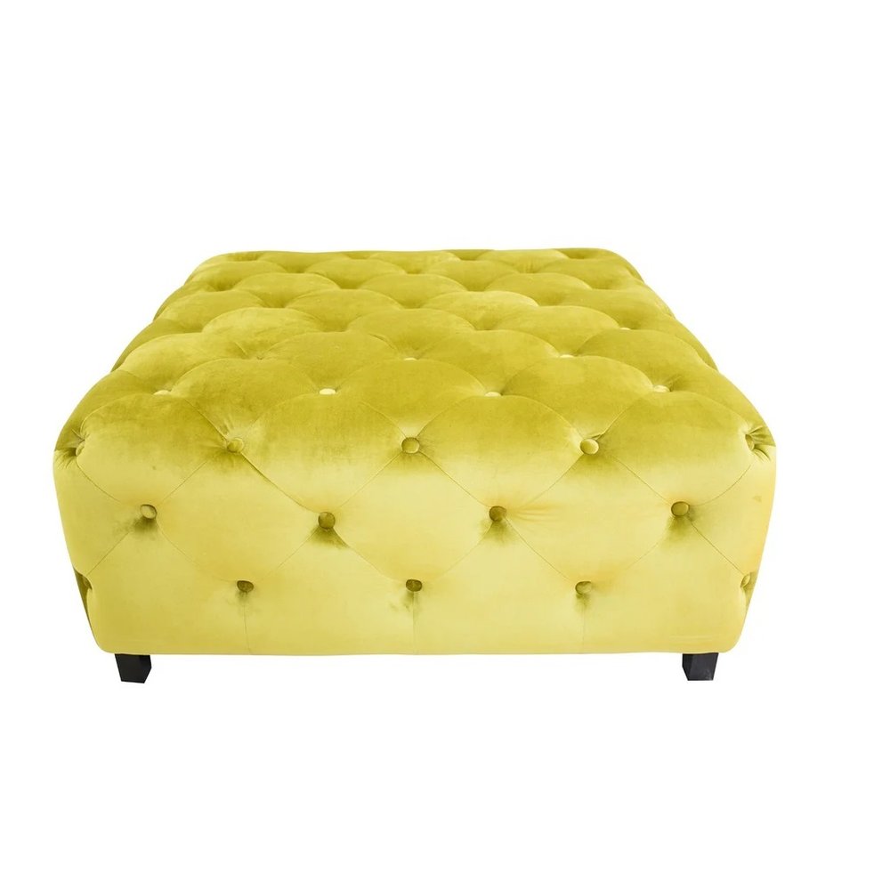 40" Green and Brown Fabric and Solid Wood Square Coffee Table