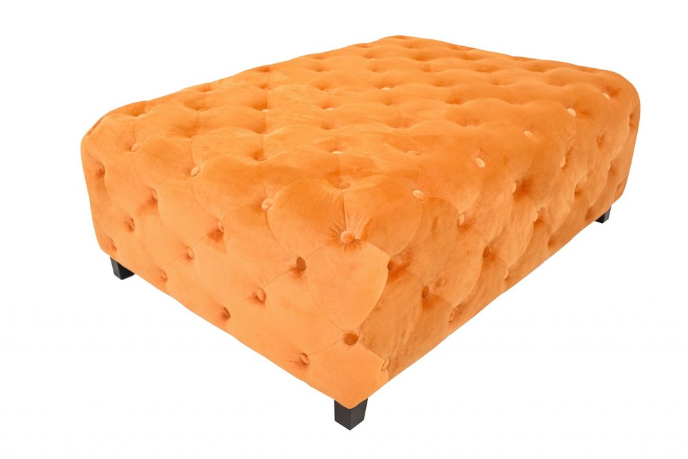 40" Orange and Brown Fabric and Solid Wood Square Coffee Table