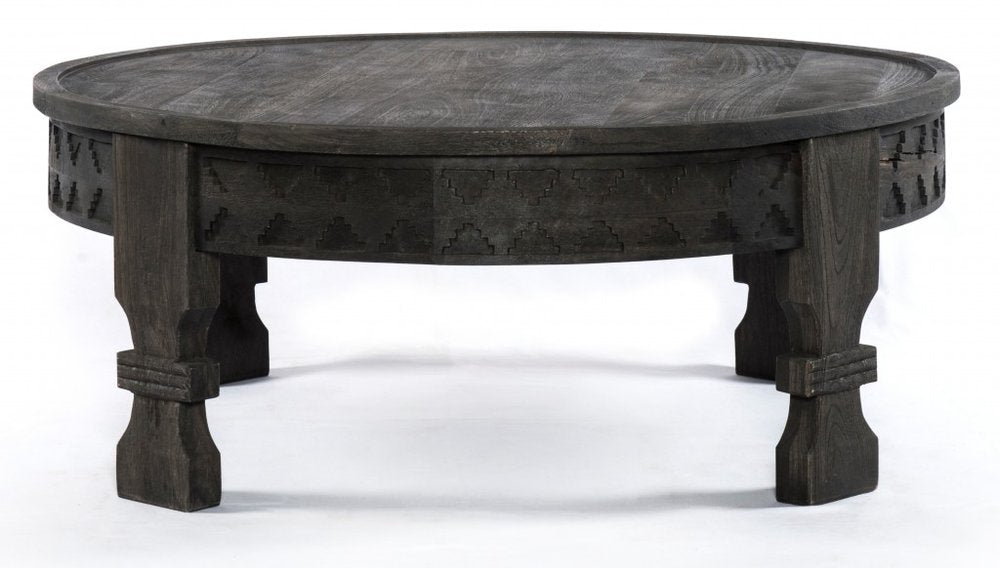 42" Gray Solid Wood Round Coffee Table
