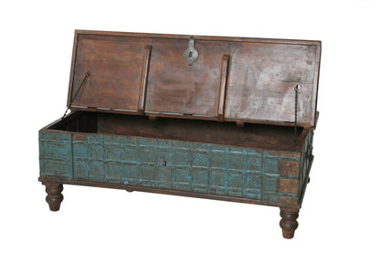 50" Brown and Green Solid Wood Lift Top Coffee Table