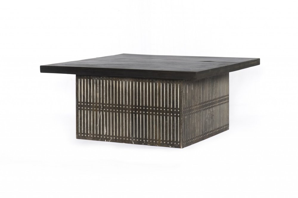 40" Brown Solid Wood Lift Top Pedestal Coffee Table