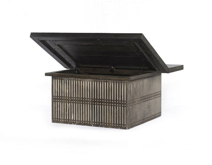 40" Brown Solid Wood Lift Top Pedestal Coffee Table