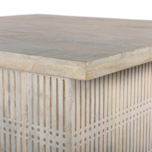 40" Ivory Solid Wood Lift Top Pedestal Coffee Table