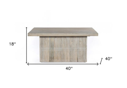 40" Ivory Solid Wood Lift Top Pedestal Coffee Table