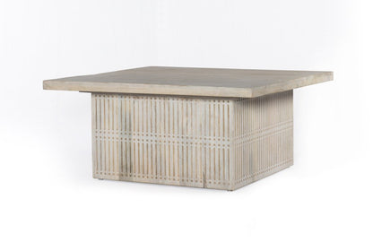 40" Ivory Solid Wood Lift Top Pedestal Coffee Table