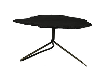 Set of Two Brown Stone and Iron Free Form Bunching Coffee Tables