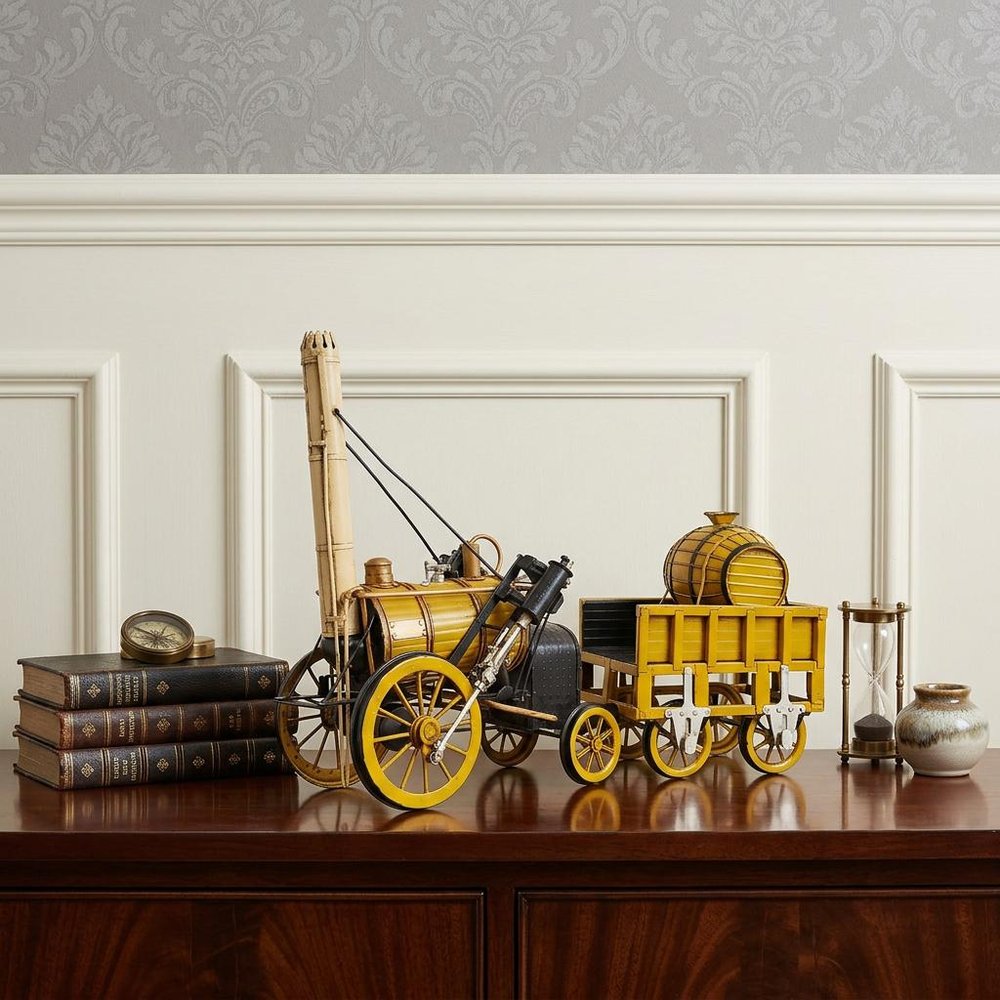 c1829 Yellow Rocket Steam Engine Model Sculpture
