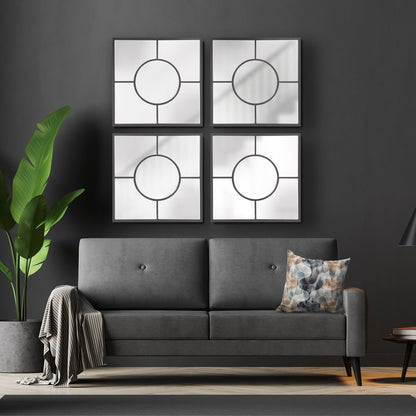 24" Graphite Metal Square Framed Accent Mirror