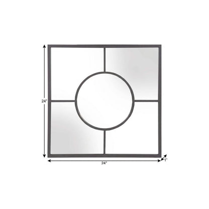 24" Graphite Metal Square Framed Accent Mirror