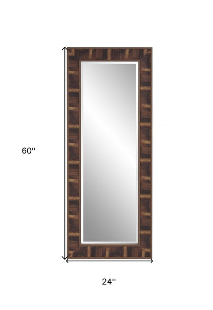 60" Brown Framed Full Length Hanging Mirror