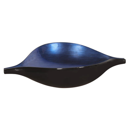 19" Black And Blue Solid Wood Novelty Centerpiece Bowl