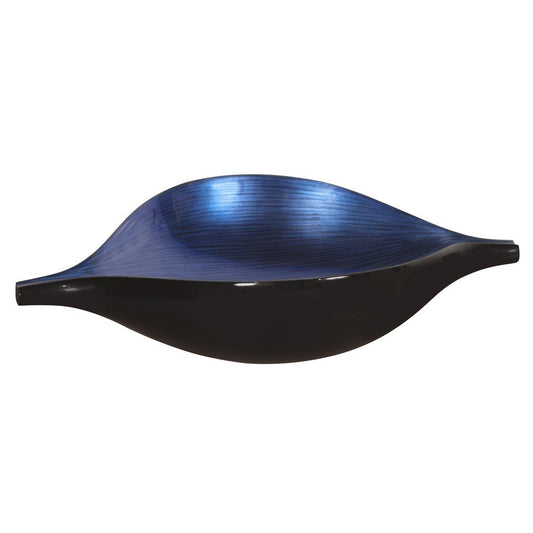 19" Black And Blue Solid Wood Novelty Centerpiece Bowl