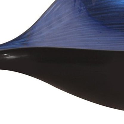 19" Black And Blue Solid Wood Novelty Centerpiece Bowl