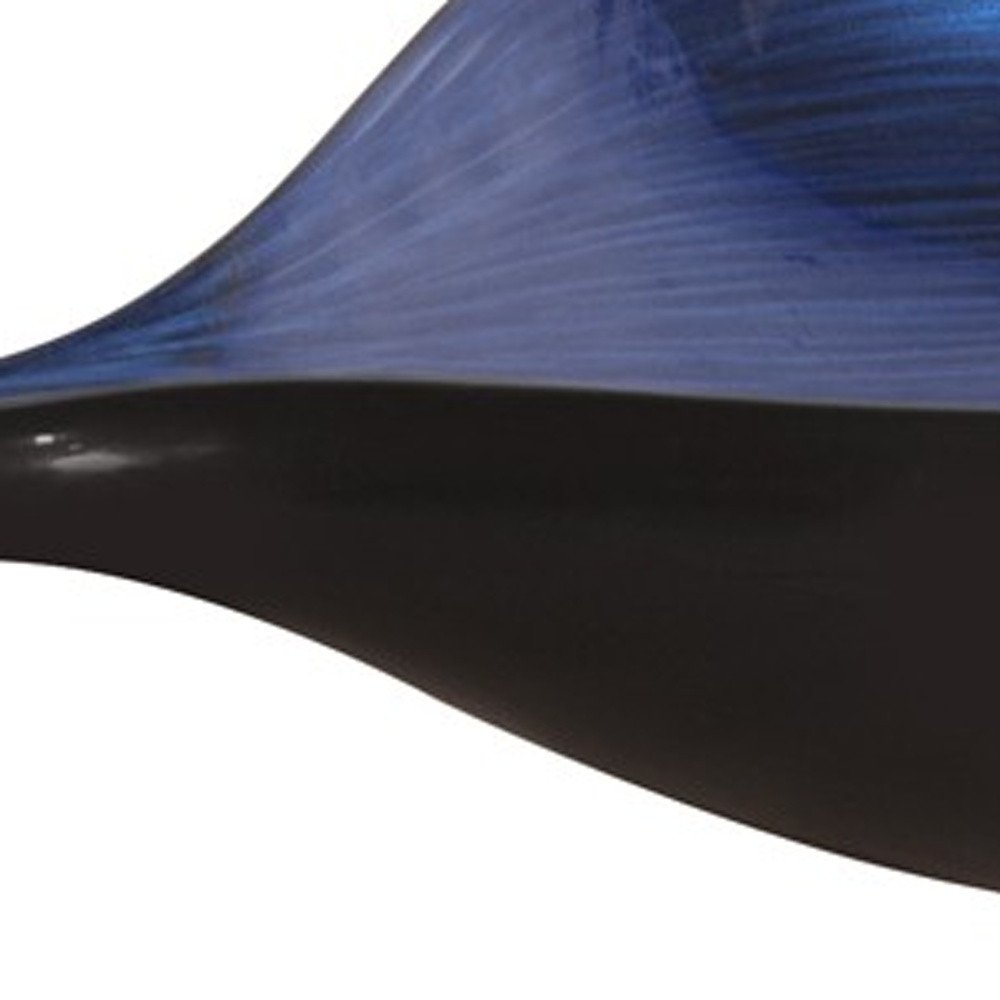 19" Black And Blue Solid Wood Novelty Centerpiece Bowl