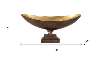 Rustic Bronze Oblong Footed Centerpiece Bowl
