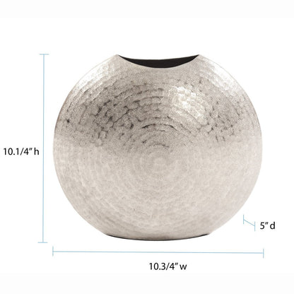 10" Silver Cylinder Aluminum Table Vase
