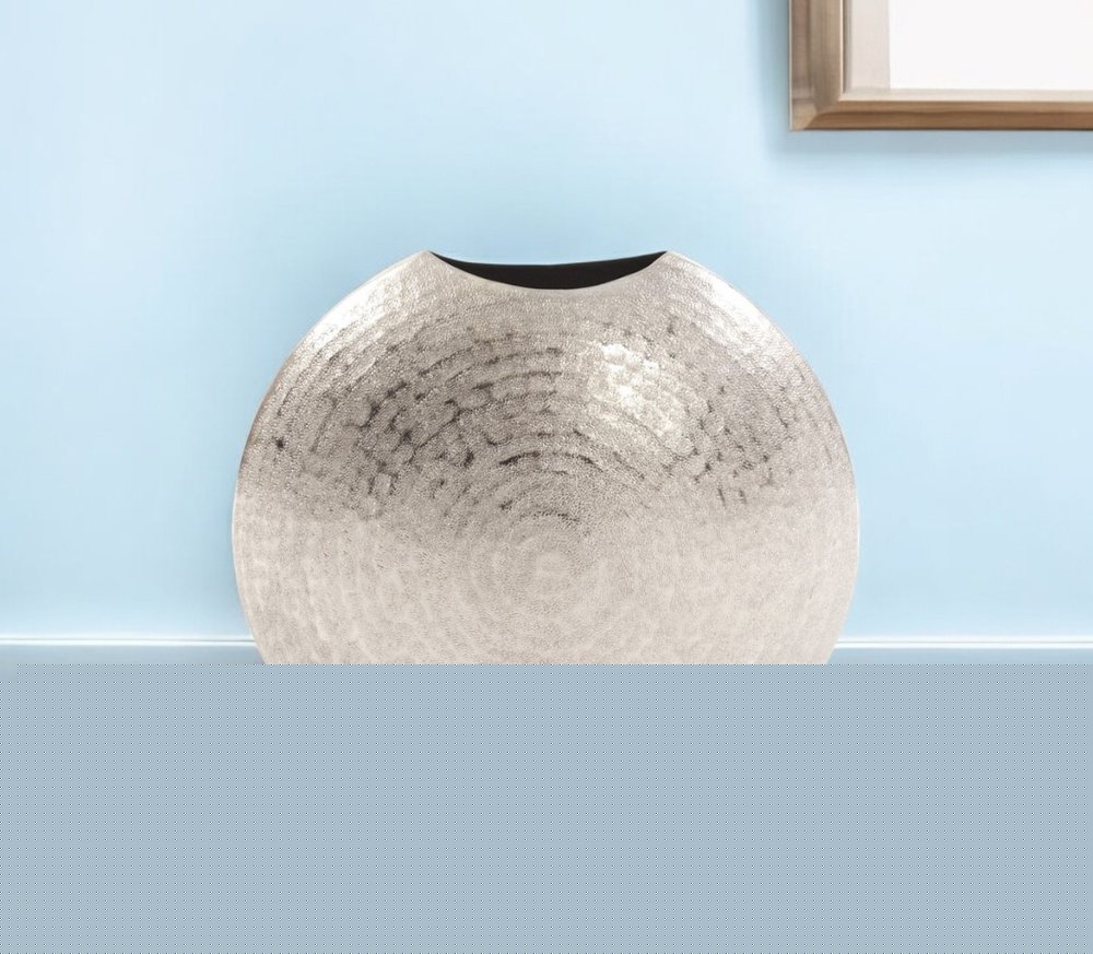 10" Silver Cylinder Aluminum Table Vase