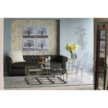 44" Silver And Gold Aluminum Branches And Birds Hanging Dimensional Sculpture
