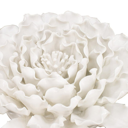 9" Off White Ceramic Flower Hanging Dimensional Sculpture