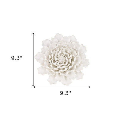 9" Off White Ceramic Flower Hanging Dimensional Sculpture