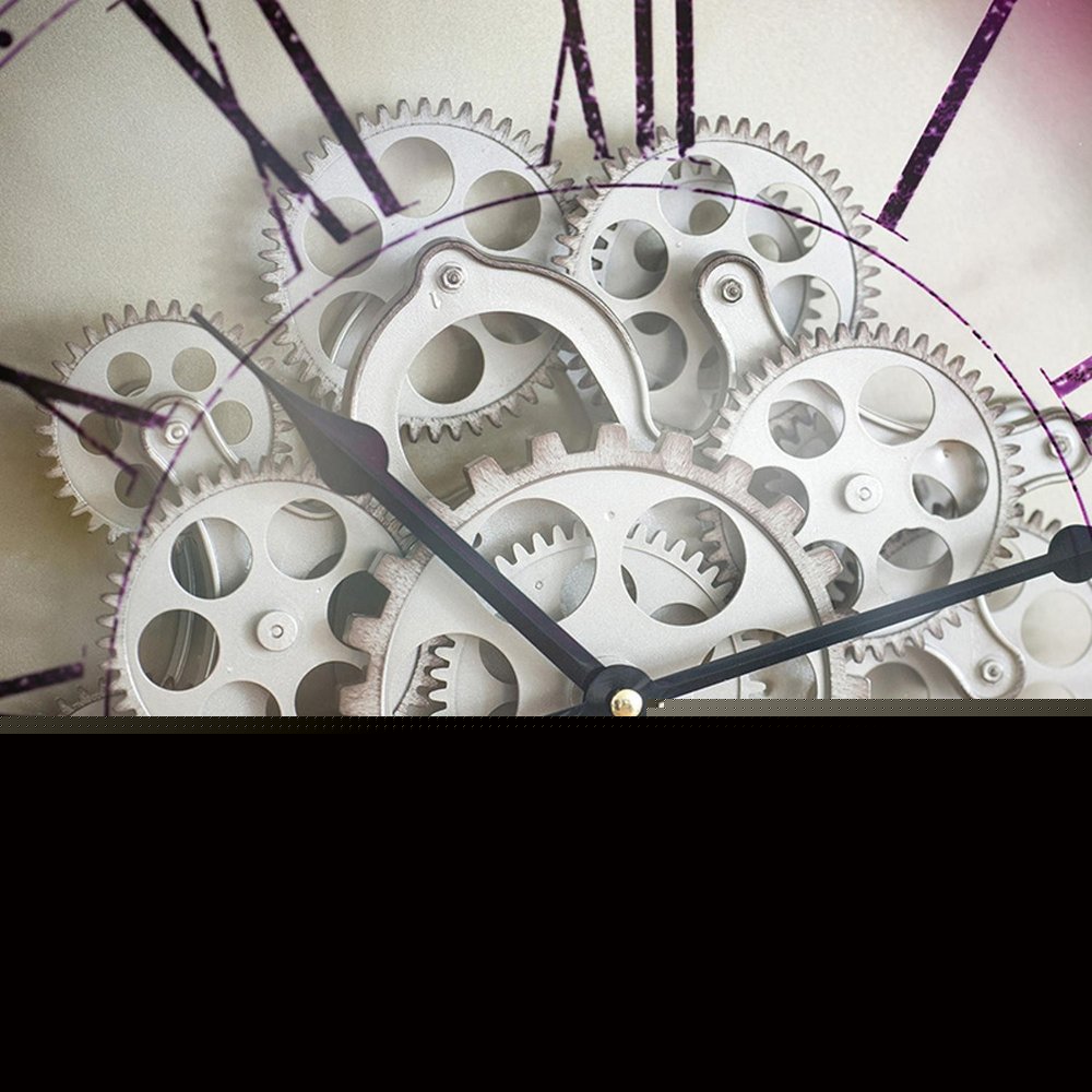 18" Black and Ivory Vintage Gear Industrial Wall Clock