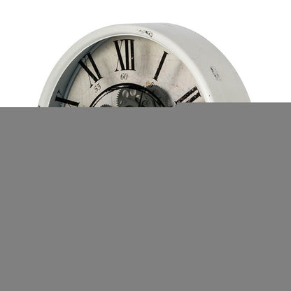 Rustic White Industrial Gear Vintage Wall Clock