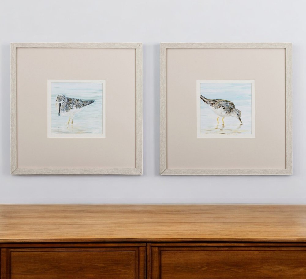Set of Two Sandpipers Watercolor Wall Art