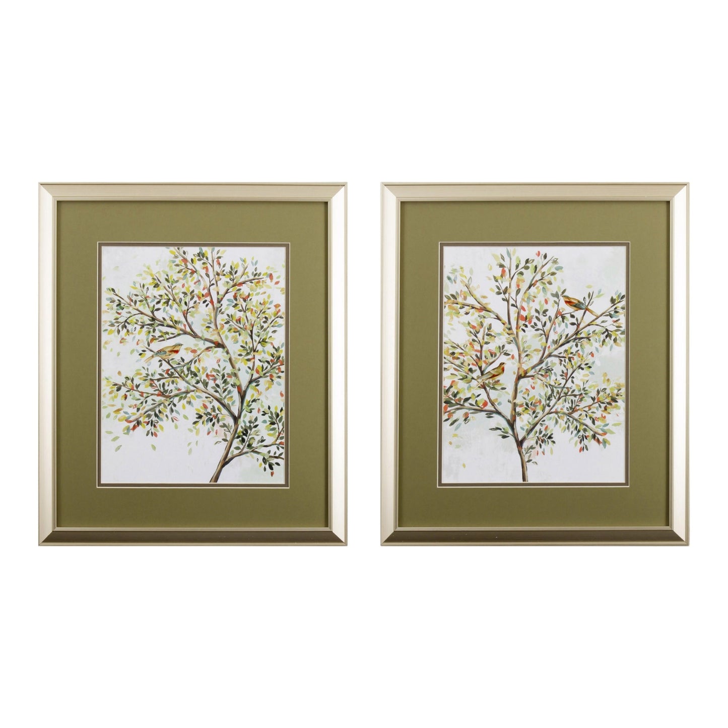 Set of Two Colorful Trees Watercolor Wall Art