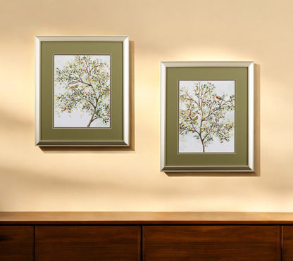 Set of Two Colorful Trees Watercolor Wall Art