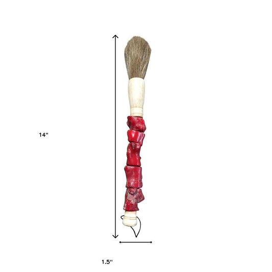 2" X 14" Red And Ivory Crystal Hanging Dimensional Sculpture
