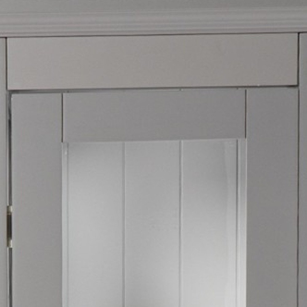 Gray Cornice Molding Curio with Glass Door