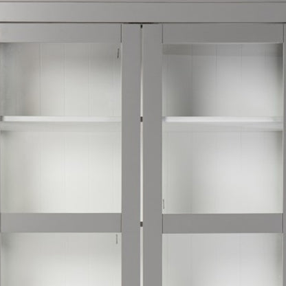 Gray Cornice Molding Double Door Curio Cabinet