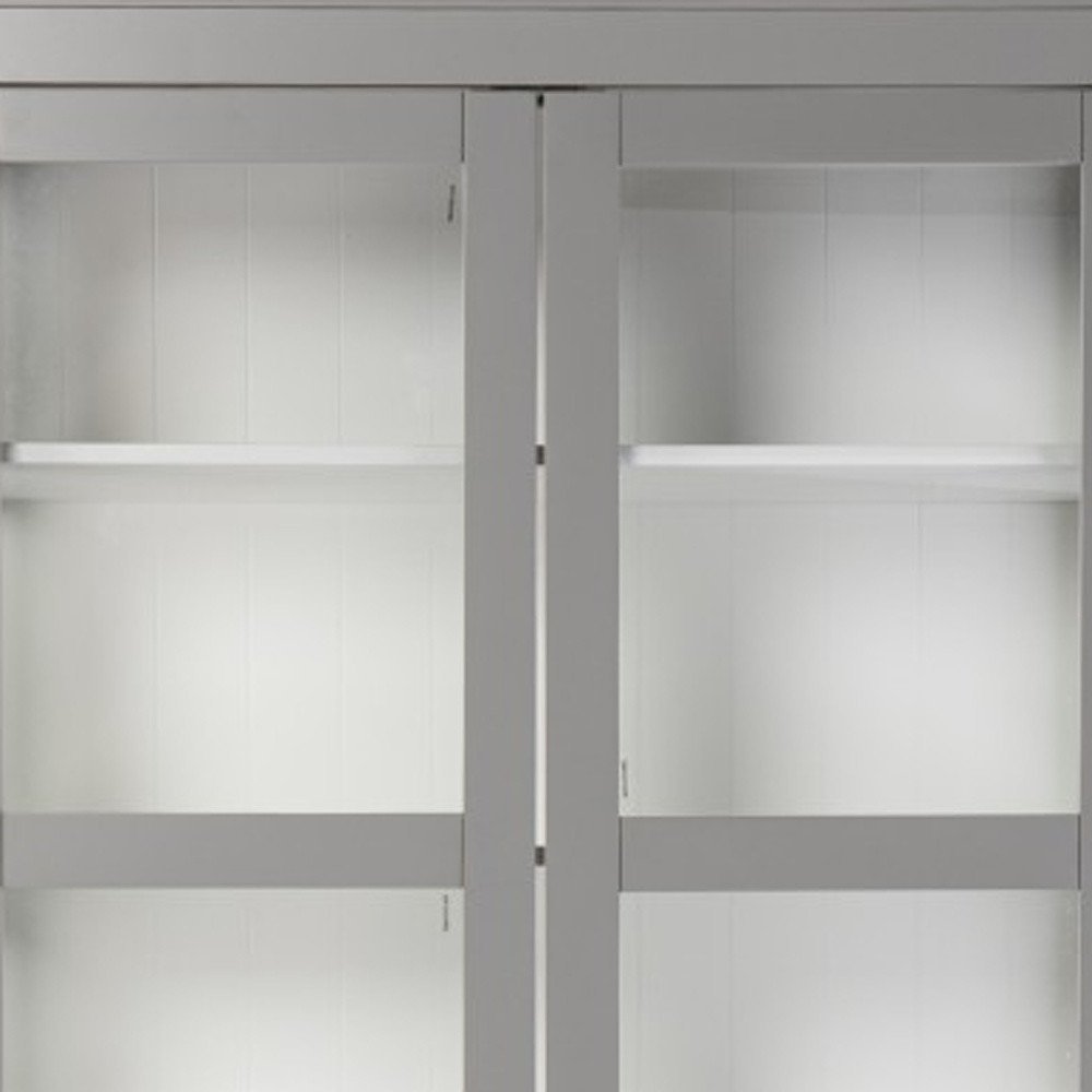 Gray Cornice Molding Double Door Curio Cabinet