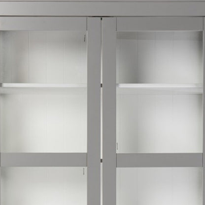Gray Cornice Molding Double Door Curio Cabinet