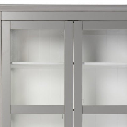 Gray Cornice Molding Double Door Curio Cabinet