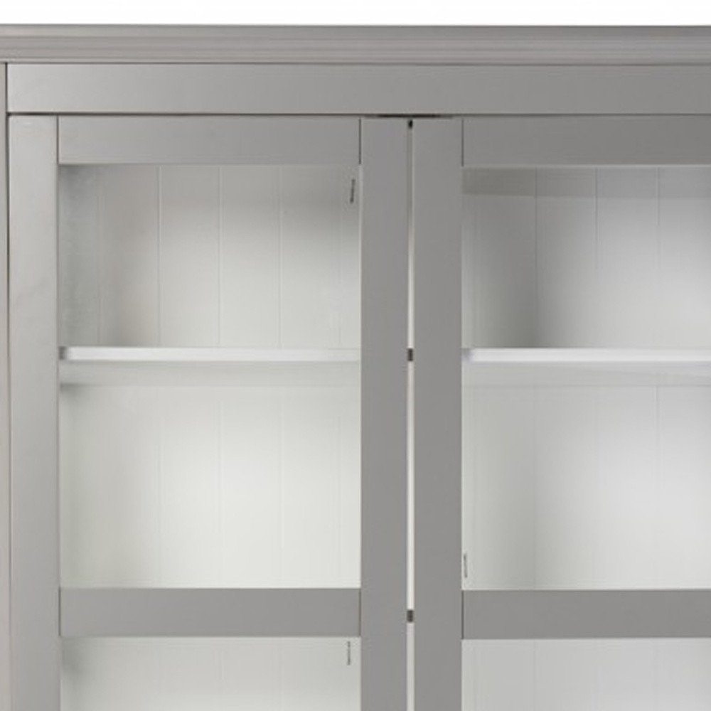 Gray Cornice Molding Double Door Curio Cabinet