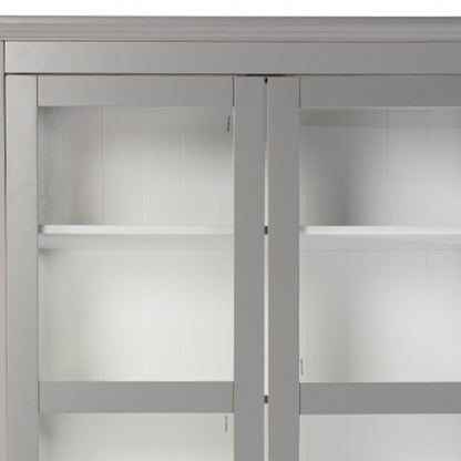 Gray Cornice Molding Double Door Curio Cabinet