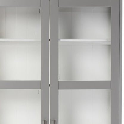 Gray Cornice Molding Double Door Curio Cabinet
