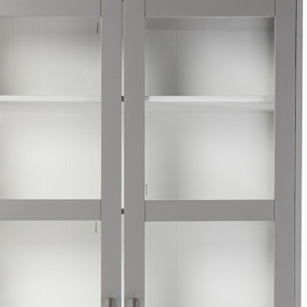 Gray Cornice Molding Double Door Curio Cabinet