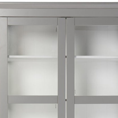 Gray Cornice Molding Double Door Curio Cabinet