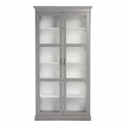 Gray Cornice Molding Double Door Curio Cabinet