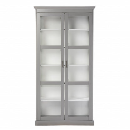 Gray Cornice Molding Double Door Curio Cabinet