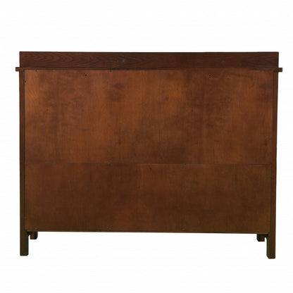44" Brown Wood With Glass Sideboard with Two Doors