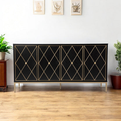 Black and Gold Harlequin Sideboard Storage Cabinet