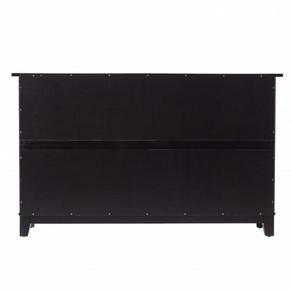 50" Black Solid Wood Two Drawer Sideboard