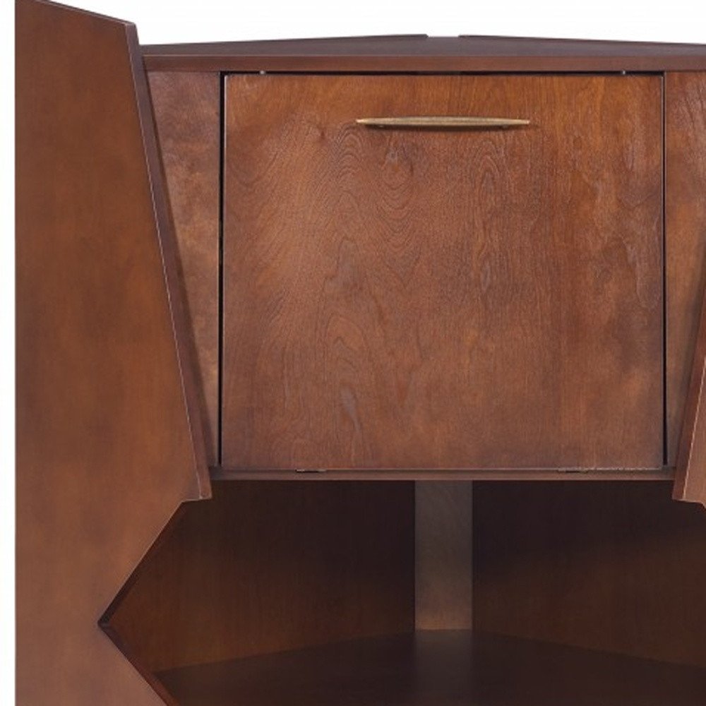 Cosmo Brown and Black Corner Bar Cabinet