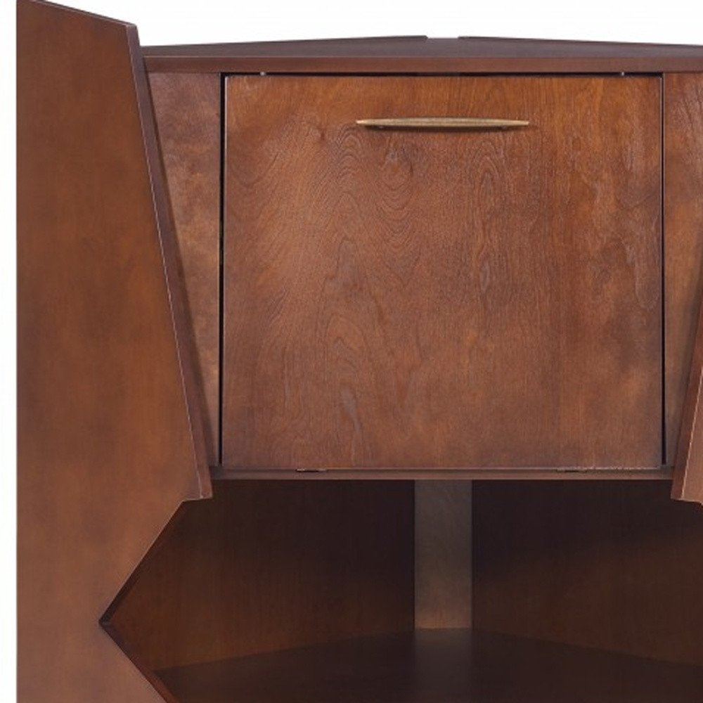 Cosmo Brown and Black Corner Bar Cabinet